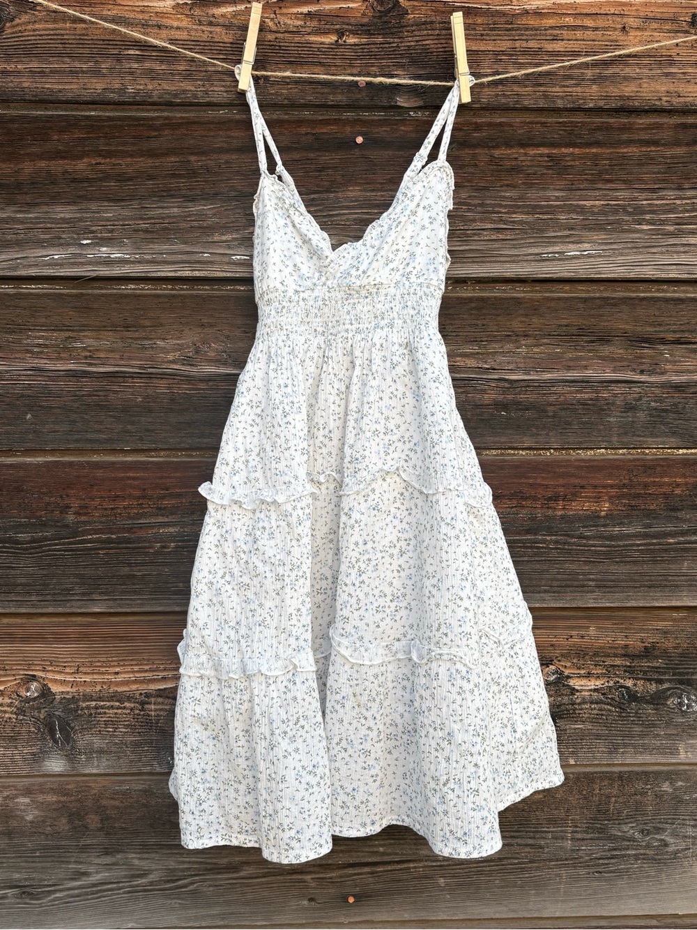 H&M White Sundress with Blue Floral Print